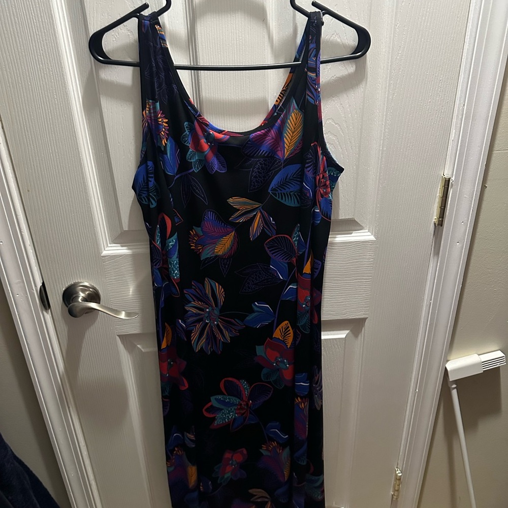 IMAN Black Maxi Dress with Vibrant Floral Design